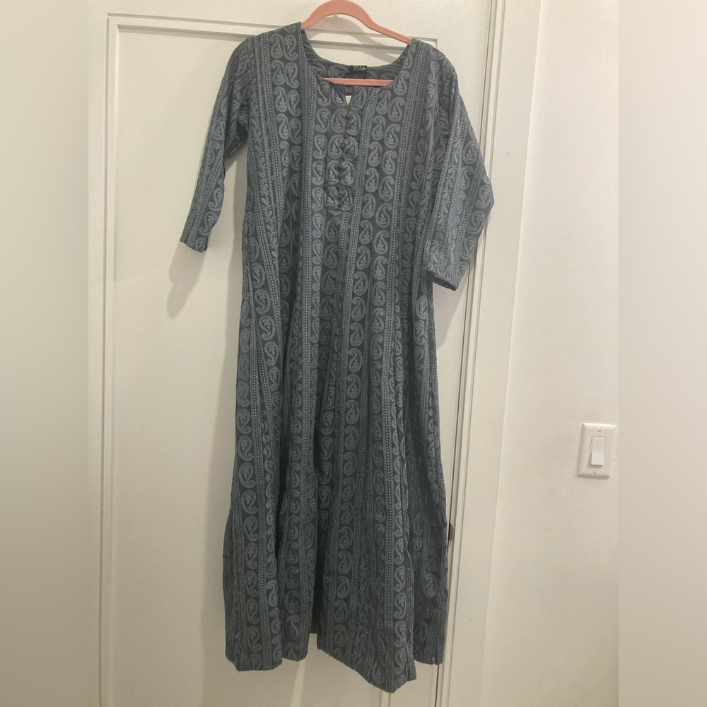 Two (2) “Indian” Elegant Patterned Long Women's A-Line “Ladies Kurti” Dresses